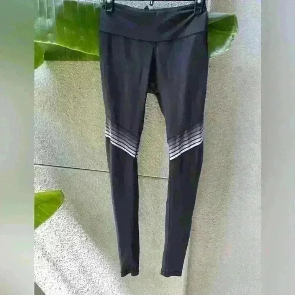 Poprageous black leggings retro white stripes‎